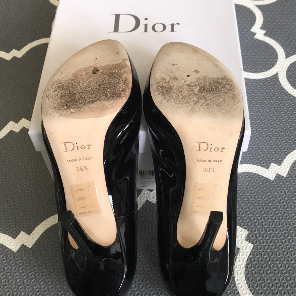 Dior black patent peep toe 38.5 - Picture 3 of 4
